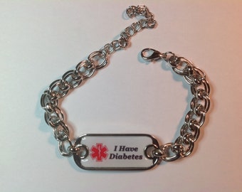 Alerte médicale grand lit double freinée bracelet chaine avec votre choix de charme de dog tag ou personnaliser