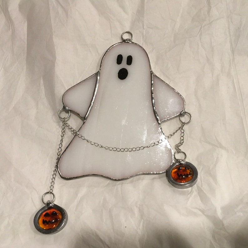 Stained Glass Halloween Ghost Suncatcher Night Light Etsy