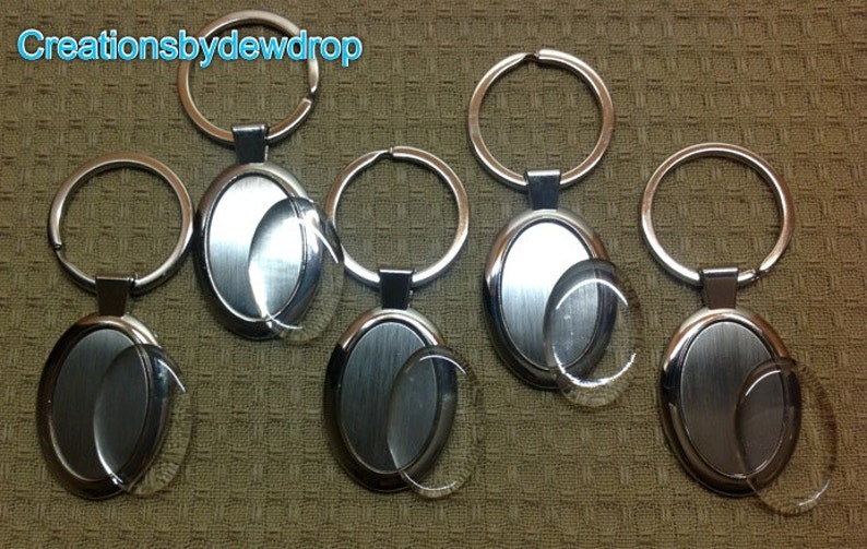 12 Oval Blank Keychains with Epoxy Resin Stickers Alloy Etsy