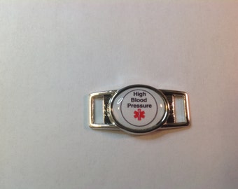 Medical Alert "High Blood Pressure" Paracord  Shoe Lace Charm (1)