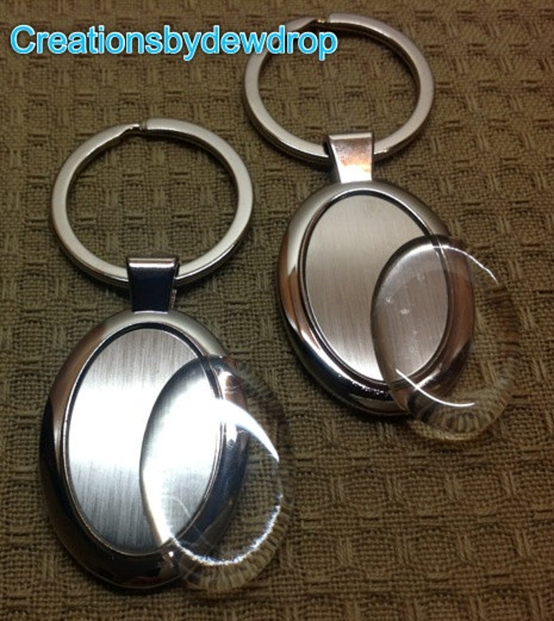 2 Oval Blank Keychains with Epoxy Resin Stickers Alloy Etsy