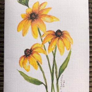 Greeting Card printed watercolor art of Black eyed Susan flowers. Blank card that can be used for all occasions. Birthdays, get well card.
