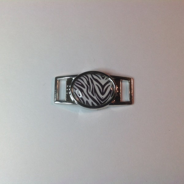 Zebra animal print Paracord  Shoe lace charm of one (1) of your choice oval or rectangle