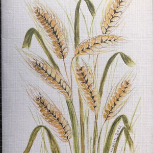 Grußkarten gedruckt Aquarell Kunst von Goldenen Weizen. Leere Karte für alle Gelegenheiten Geburtstage Muttertag erhalten gut danke