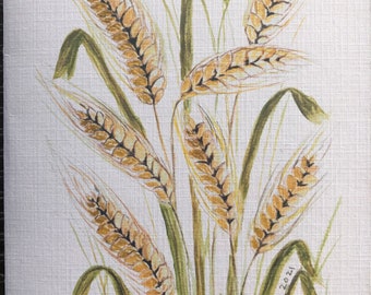 Greeting Cards printed watercolor art of Golden Wheat. Blank card for all occasions Birthdays Mother’s Day get well thank you