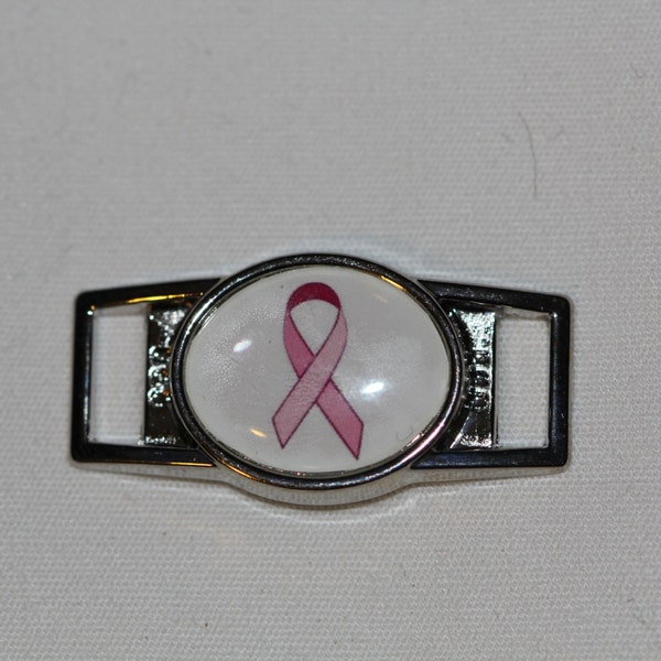 Pink Ribbon Breast Cancer Awareness Ribbon your choice (1) Oval or (1) Rectangle Paracord  Shoe Lace Charm