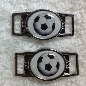 Custom Soccer Ball  Paracord  Shoe Lace Charm set of two (2) of your choice oval or rectangle