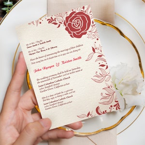5-pc Printed Bilingual English Vietnamese Wedding Invitation Set - Jupiter Red Roses (5&quot; x 7&quot;)