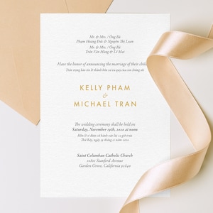 5-pc Printed Bilingual English Vietnamese Invitations Set - Modern Design Custom Color (5&quot; x 7&quot;)