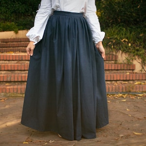 Handmade Linen Medieval Skirt &#39;Leonor&#39; – Gathered Maxi Skirt for Renaissance Reenactment & Historical Costumes