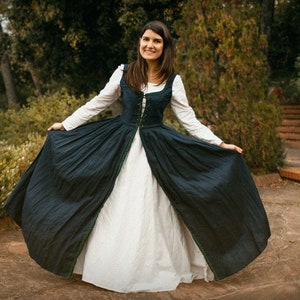 Vestido medieval para mujer, disfraz de princesa renacentista, color rojo y  negro, vestido gótico de terciopelo vintage con manga de trompeta