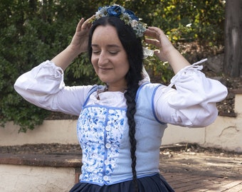 Linen Floral Corset: Medieval Cottagecore Vest, ¡WHILE STOCKS LAST!