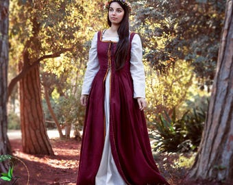 Linen Medieval Dress for Women "Agatha"– Reinassance Corset Gown for LARP, Fantasy Wedding, Cosplay