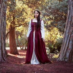 Early Medieval Linen Dress &quot;Agatha&quot;, Sleeveless Dress with Trim, Larp Dress