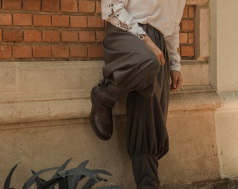 Viking Linen Trousers: Authentic Medieval Sigurd Pants with Lacing for LARP, Reenactment & Costume
