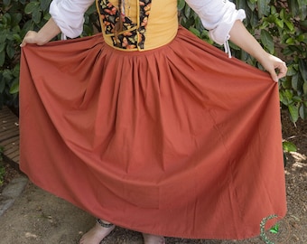 Gathered Medieval Skirt "Leonor"; Woman's Medieval Long Skirt;  Cottagecore Skirt for Larp