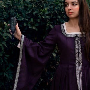 Medieval Linen Renaissance Fantasy Gown with Sleeves - LARP Costume for Fairy & Viking Reenactments image 6