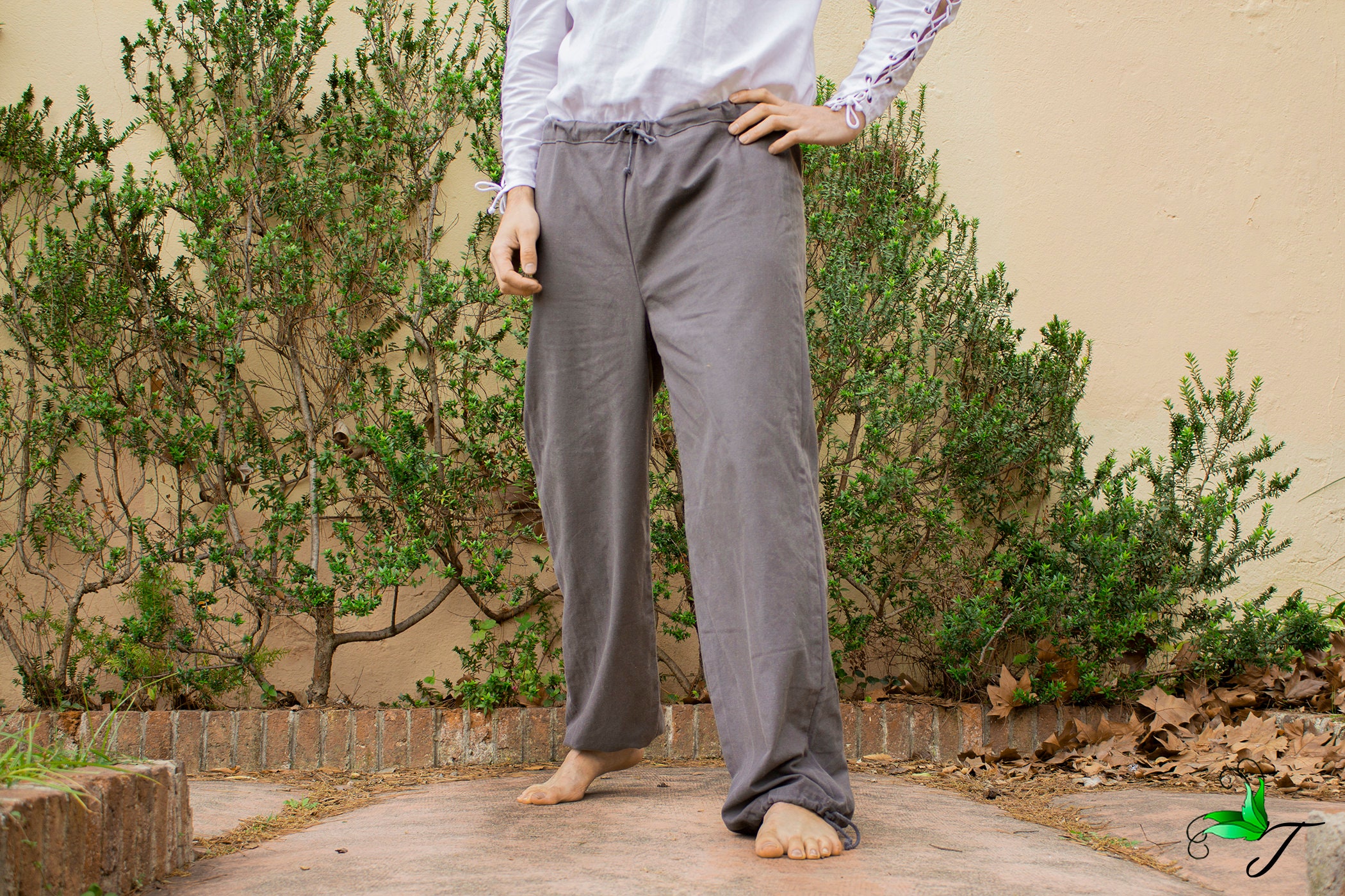 Pantalones de punto de ajuste relajado de lana merino suave gris