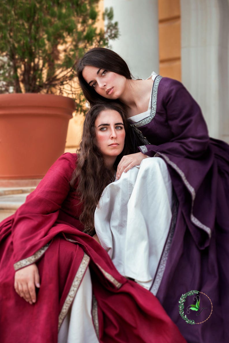 Medieval Linen Renaissance Fantasy Gown with Sleeves - LARP Costume for Fairy & Viking Reenactments image 8