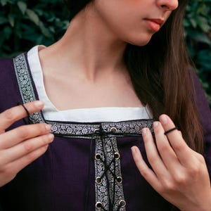 Medieval Linen Renaissance Fantasy Gown with Sleeves - LARP Costume for Fairy & Viking Reenactments image 9