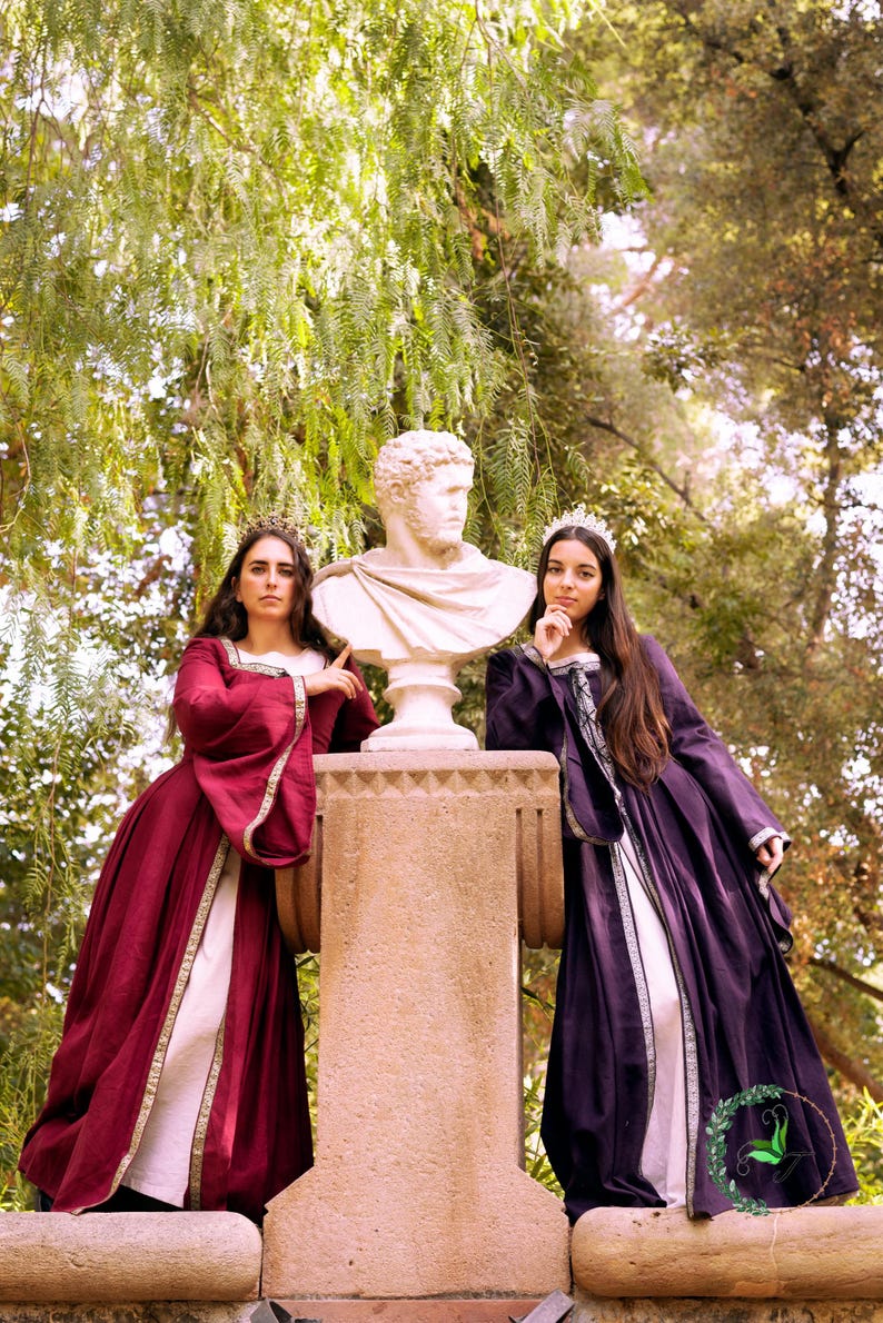 Medieval Linen Renaissance Fantasy Gown with Sleeves - LARP Costume for Fairy & Viking Reenactments image 5