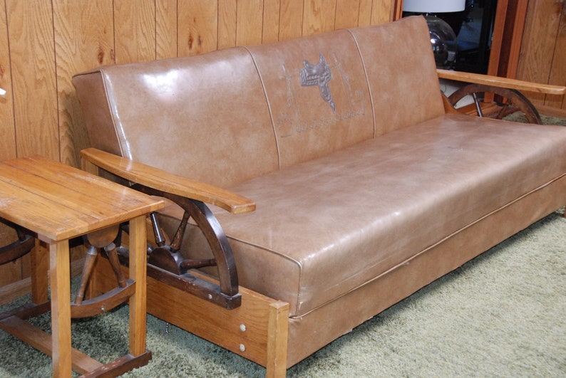 Wagon wheel furniture set sleeper sofa rocking chair Etsy