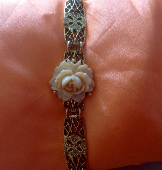 Goldette N Y Pink Rose vintage Bracelet