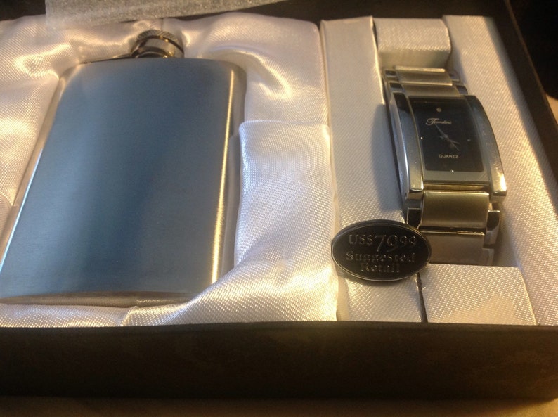 Fondini Collection Men's Quartz Watch & Flask Set Etsy