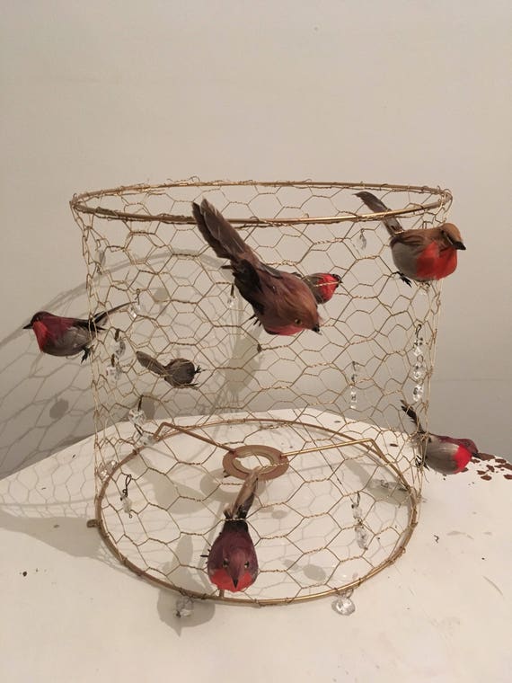 Gold Birdcage Chandelier Table Floor Lamp Robin Redbreasts Etsy