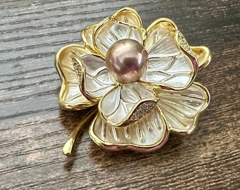 Vintage Fantasy - High Quality Freshwater Edison Pearl Brooch, Unique Metallic Purple Green Pearl, 10.6 mm OOAK
