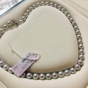 真多麻真珠，Extremely Rare Madams Pearl Necklace, 8-8.5 mm, Japanese Akoya Type, OOAK, Grey Akoya Pearl, Display Only