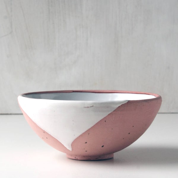 Handmade speckled pink ceramic bowl