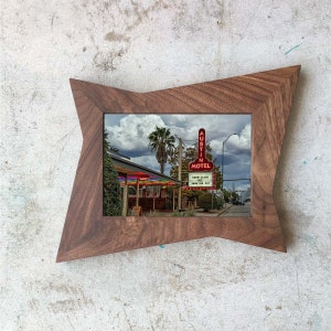 Atomic Star Picture Frame: Mid Century Modern Walnut Wood Frame
