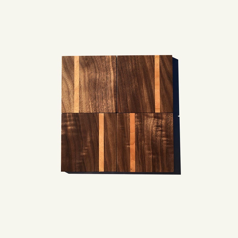 Walnut Coasters With Accent Stripe 4 Piece Set Wooden Etsy