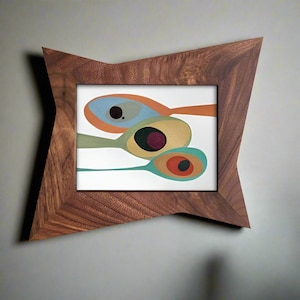 Atomic Star Walnut Picture Frame: Mid Century Modern, Made to Order