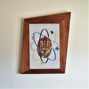 Handmade Trapezoid Walnut Picture Frame: Mid Century Modern Geometric Wall Decor