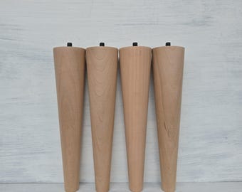 Paul McCobb Style Cherry Table Legs: Mid Century Modern, Unfinished - Set of 4