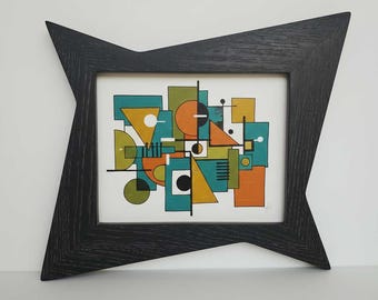 Mid Century Modern, Wavy, Wood Picture Frame, MCM, 5x7, 8x10