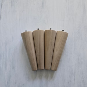 Mid Century Modern Table Legs, Set of 4 - 6 Inch Poplar Legs Unfinished
