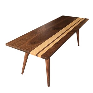 Mid Century Modern Coffee Table Solid Walnut & Maple 48&quot; Made to Order