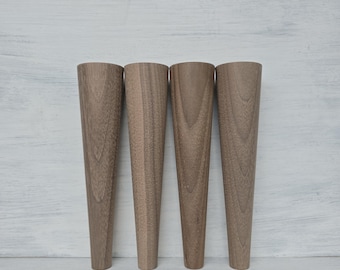 Set of 4 Walnut Tapered Legs | 4-12 in | Mid-Century Style