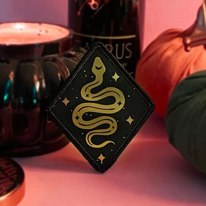 Metallic Gold Snake Iron On Diamond Patch