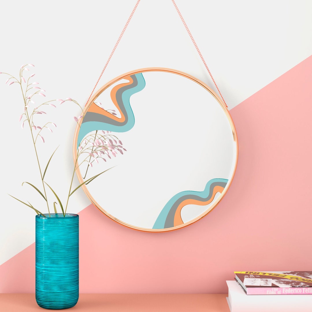 Groovy Waves Round Mirror Decal Removable Vinyl Decal Only Etsy