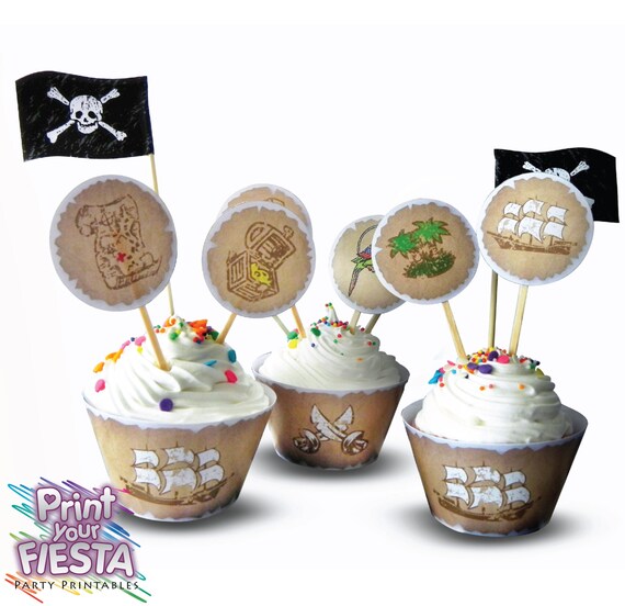 Print Your Fiesta editable printable Cupcake Kit - Pirate Treasure ...