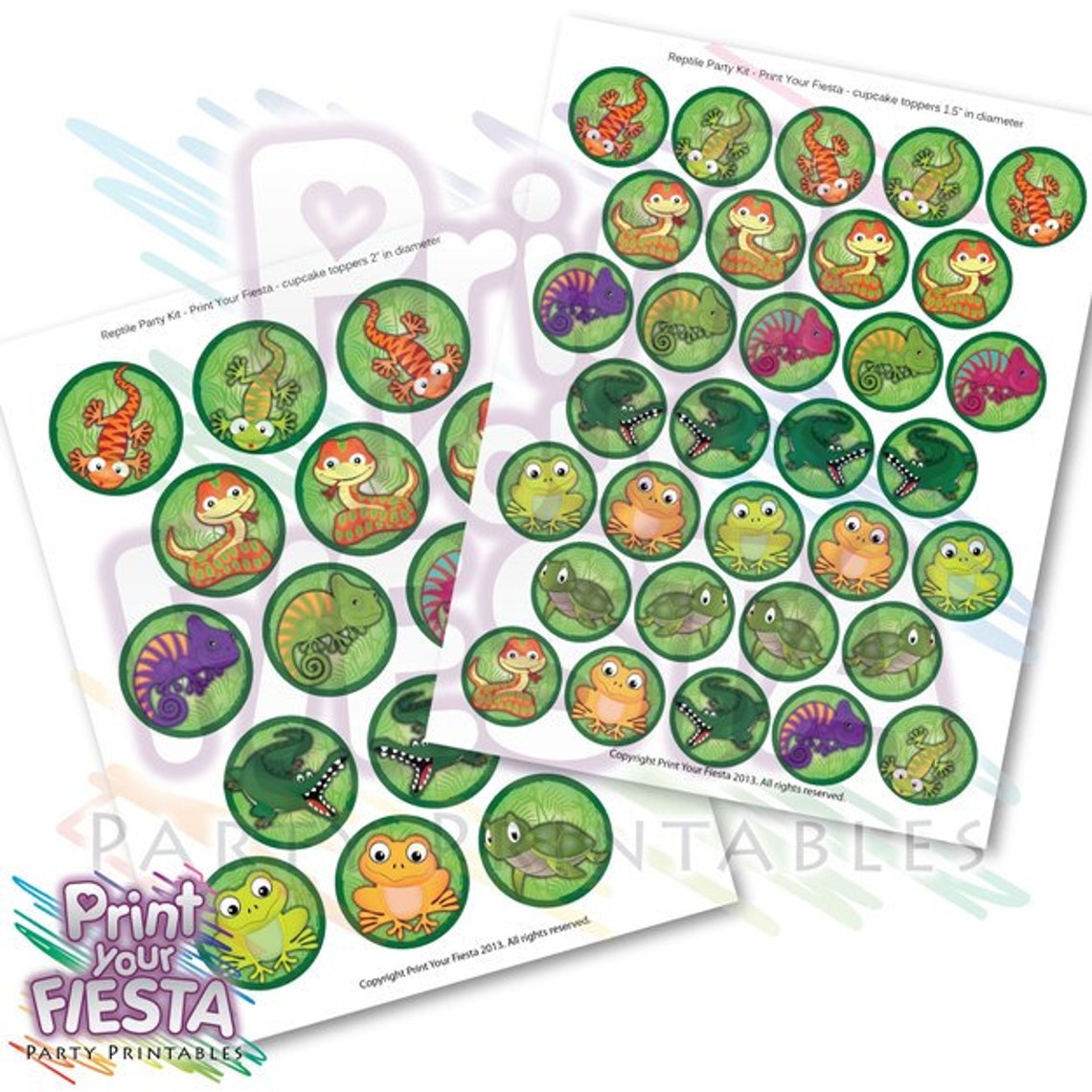 Print Your Fiesta Reptile Party Printable Cupcake Kit - Cupcake ...