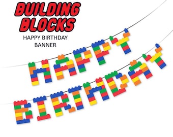 Print Your Fiesta printable banner - Building blocks Happy Birthday banner