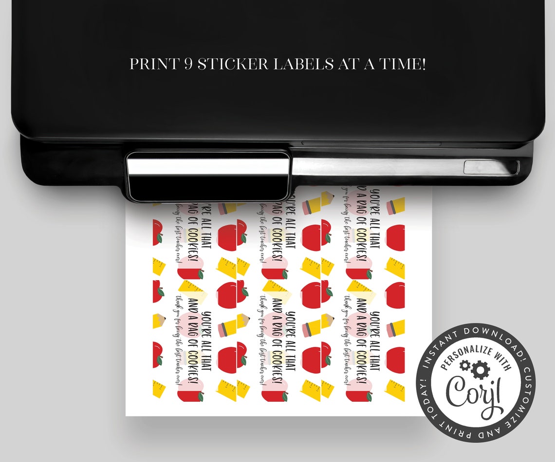 3.375 x 2.312 Name Tag Sticker Size Teacher Label Thank You Etsy