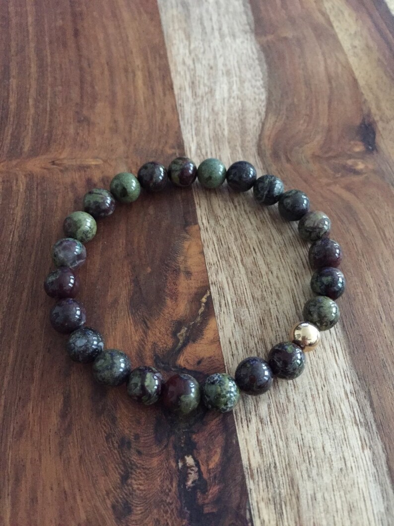 Stone Beaded Bracelet Dragon Blood Jasper Beaded Bracelet Etsy