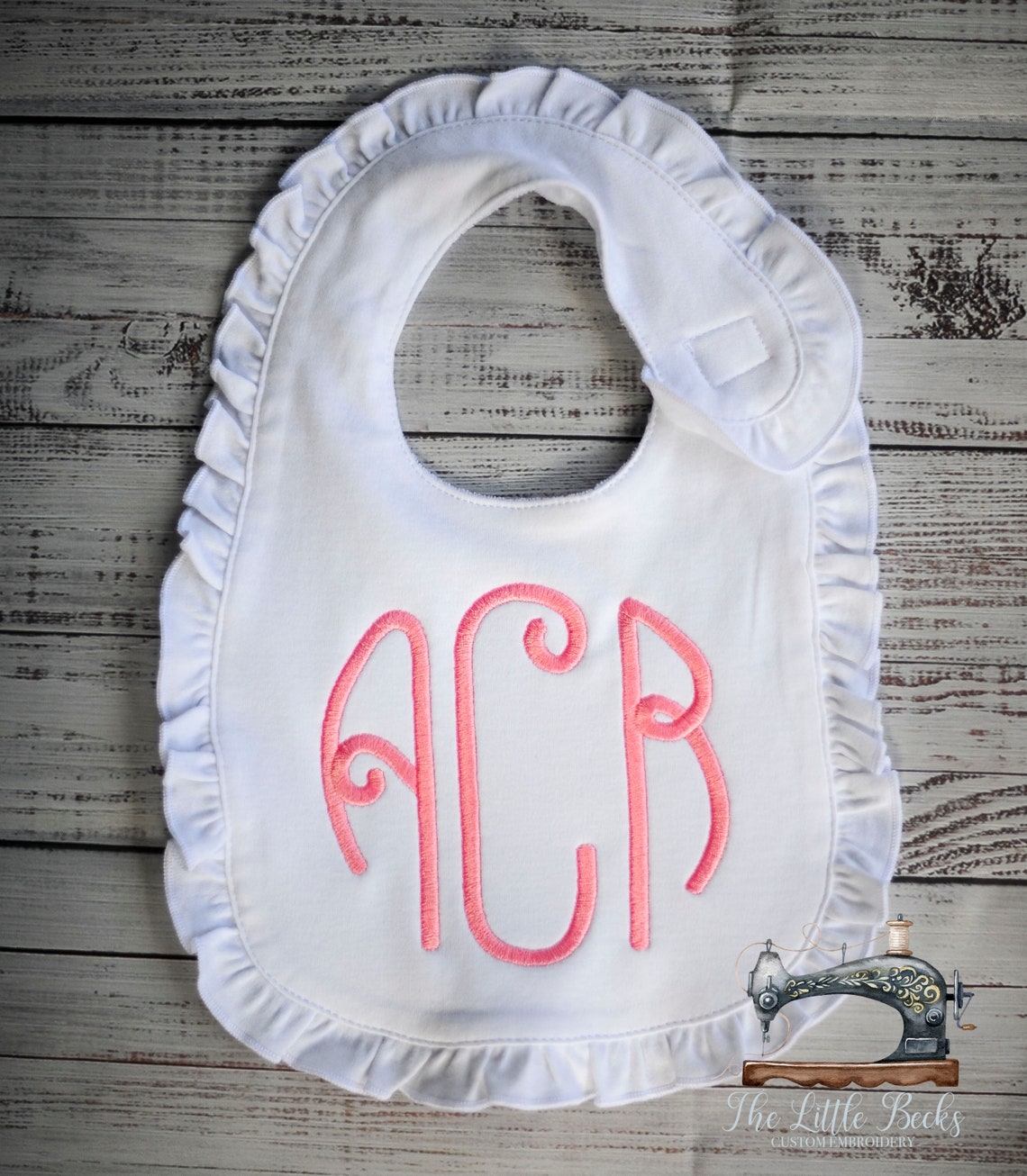 Monogrammed Ruffle Bib // Girls Ruffle Bib // Monogrammed Baby Etsy