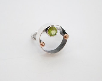 Peridot Ring Sterling Silber und Bronze